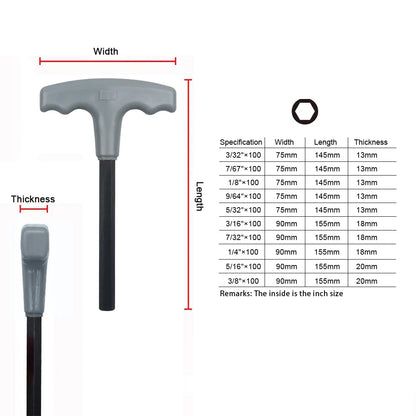 WOZOBUY 10pc Metric or Inch T-Handle Hex Key Allen Wrench Tool Set or Star T-Handle Hex Key Set with Convenient Storage Stand