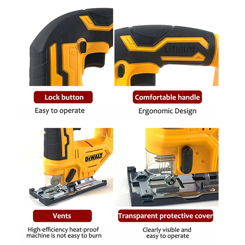 Scie courbe sans fil Dewalt 2700 tr/min Réglage de coupe à 45 degrés pour le travail du bois Outils électriques spéciaux pour batteries Dewalt 20 V