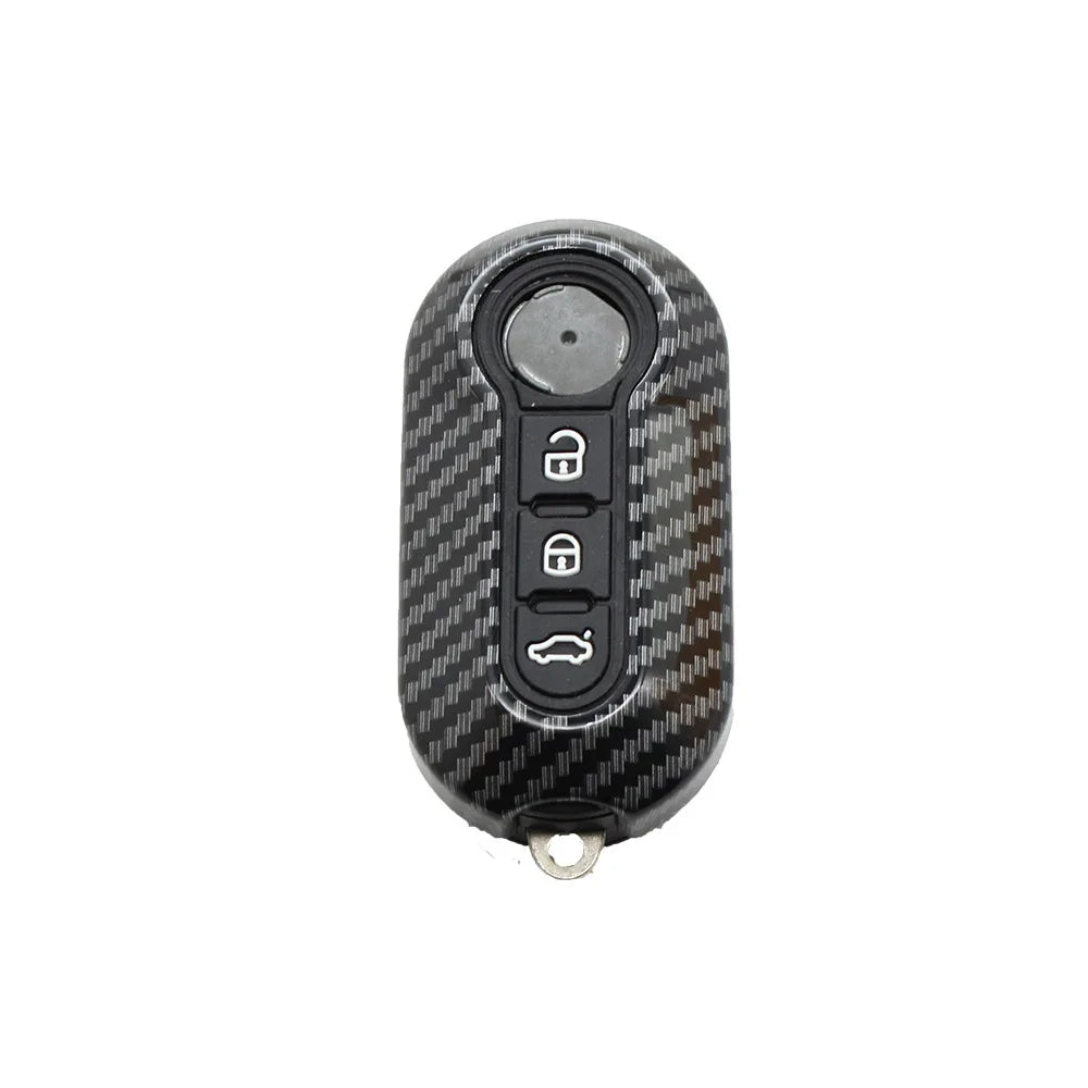 3 Buttons Carbon ABS Car  Folding Key Case Cover for Fiat Ducato 500 500L Panda Grande Punto Lancia Musa Remote Key Shell