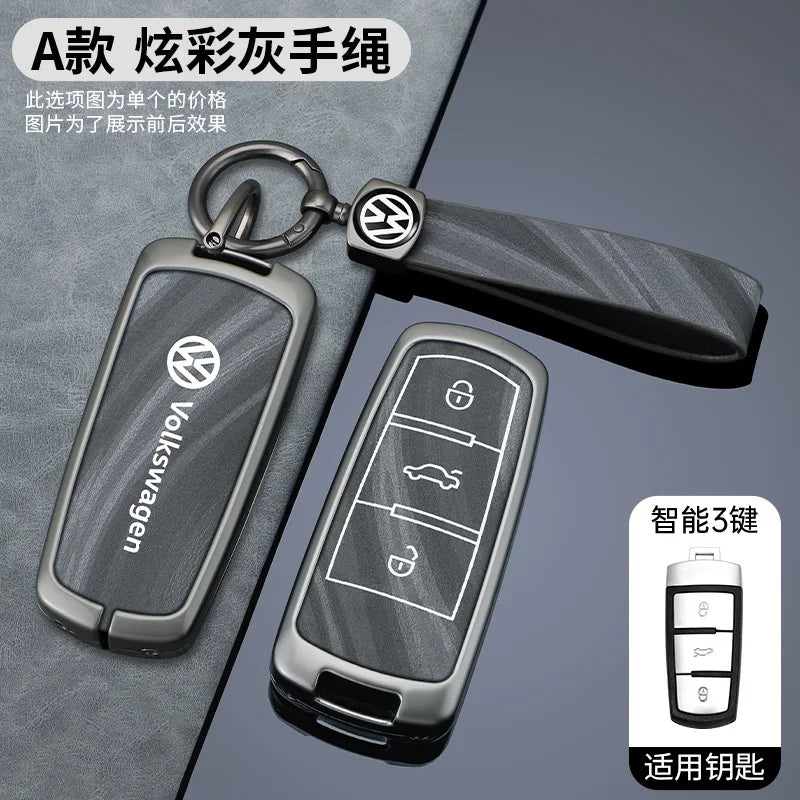 Leather Car Zinc Alloy  Key Case Cover Remote Shell For Volkswagen VW Passat  3C CC B6 B7 B7L R36 Maogotan B5 Keychain Accessory