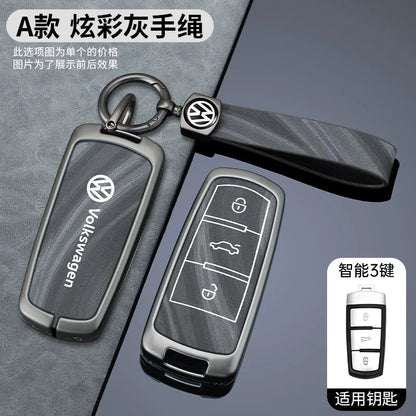 Leather Car Zinc Alloy  Key Case Cover Remote Shell For Volkswagen VW Passat  3C CC B6 B7 B7L R36 Maogotan B5 Keychain Accessory