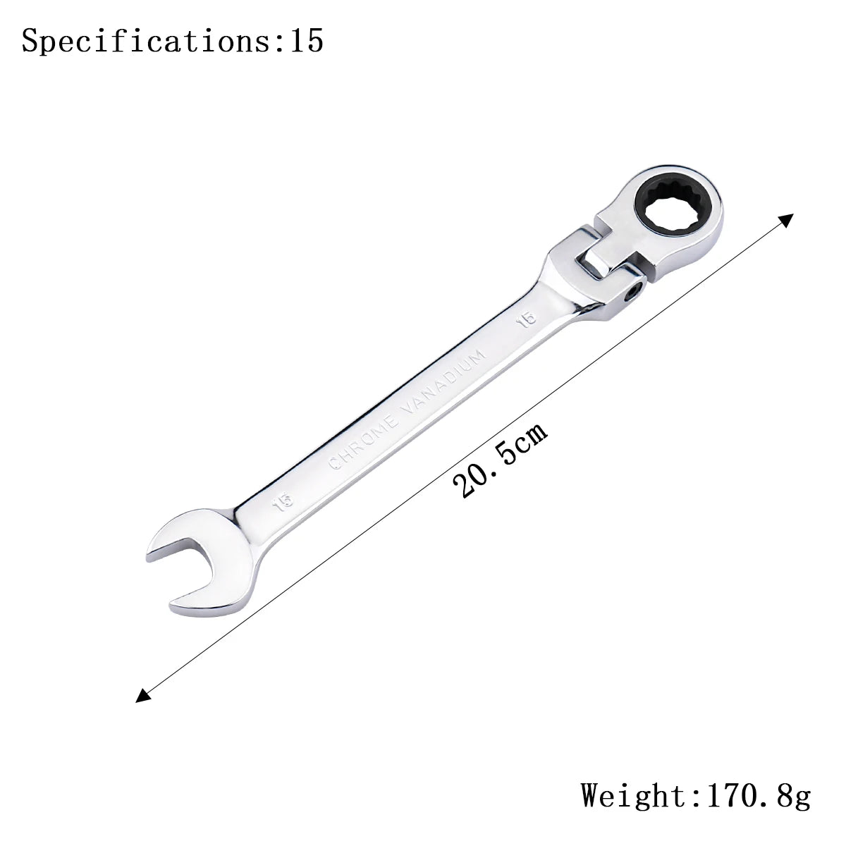 Ratchet Wrench of Keys Spanner Set Hand Tool 72-Tooth Ratcheting Flexible Head Mirror Finish 6mm-27mm Auto and Home Repair 1 pcs