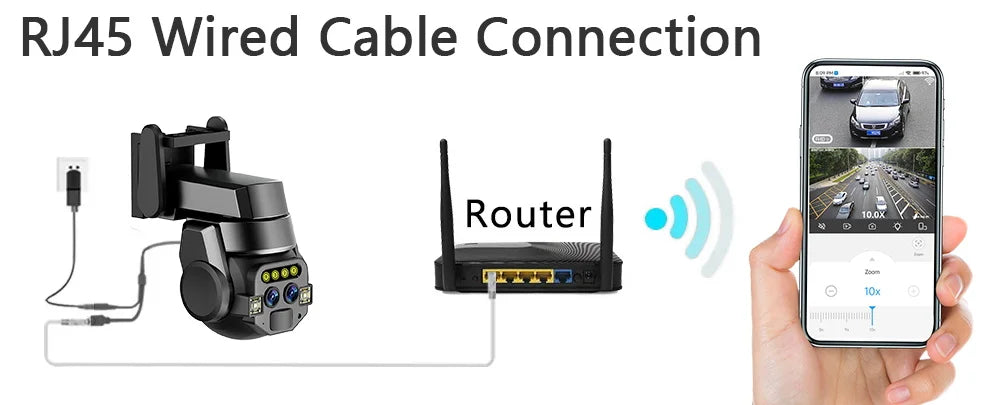 În aer liber AI inteligent WiFi Dual Lens Zoom 10x 6MP Color de înaltă definiție Cameră de monitorizare a vederii nocturne IP66 Rezistent la apă