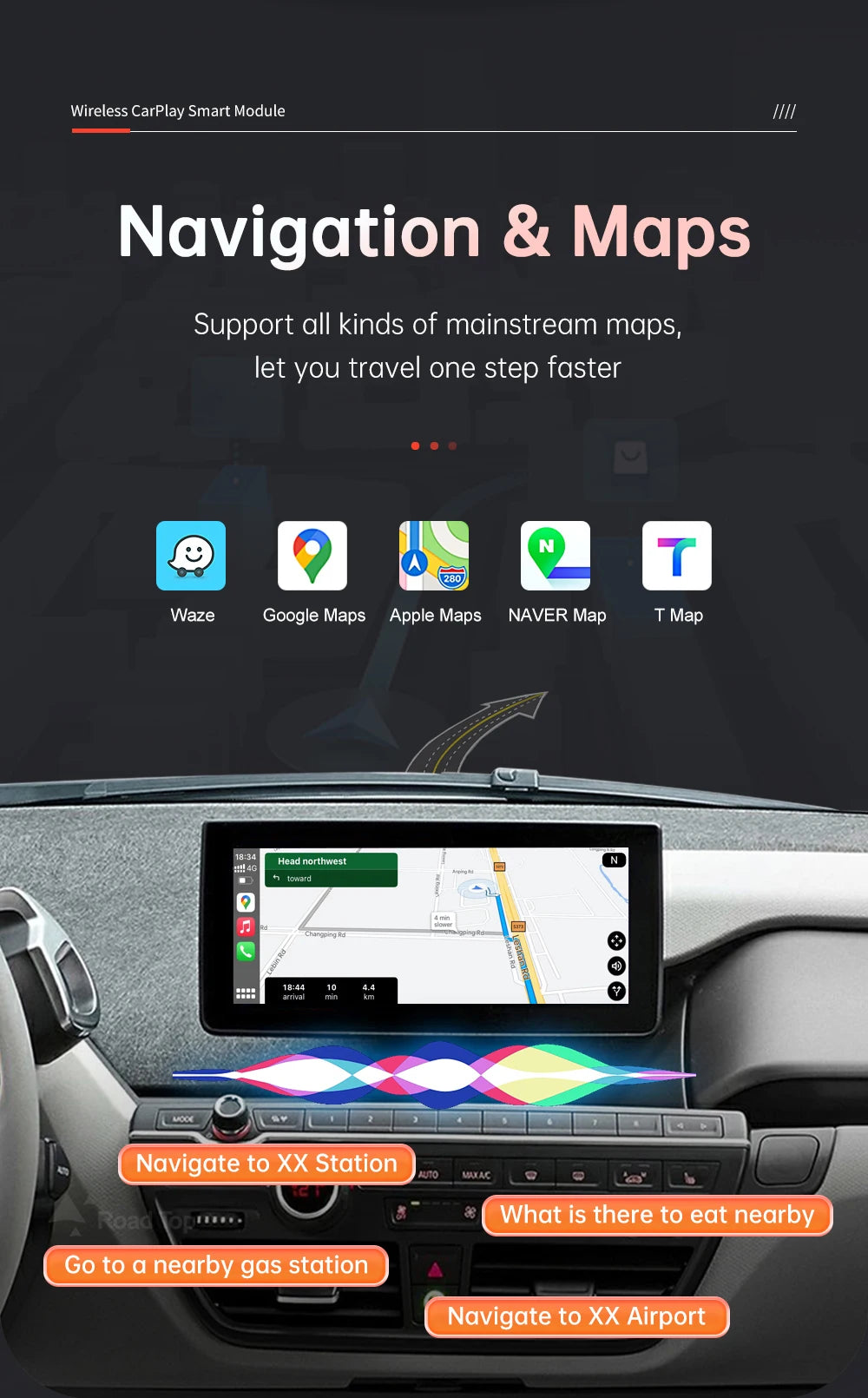 Wireless CarPlay pentru sistemul BMW i3 I01 NBT EVO 2013-2020 cu Android Auto Mirror Link AirPlay Car Play Cameră spate BT GPS