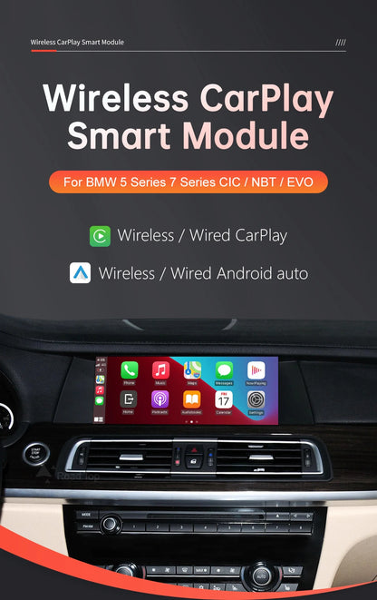 Road Top Wireless CarPlay Android Auto pentru BMW Seria 5 7 F10 F11 F07 GT F01 F02 F03 F04 2009-2016 cu Mirror Link Air Play