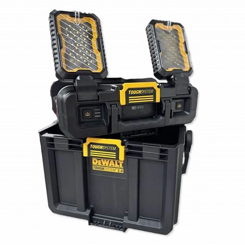 DEWALT DWST08061 2.0 TOUGHSYSTEM Lumină de lucru reglabilă cu depozitare 2 în 1 cu capete LED Cutie compactă de depozitare