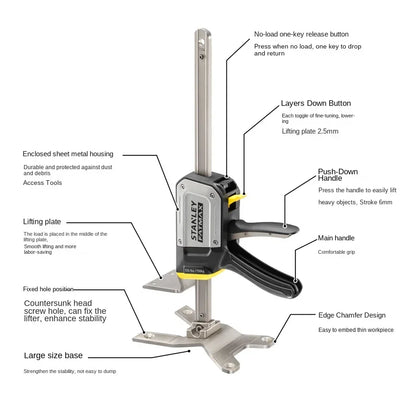 Stanley 150kg Metal Plate Housing Lift Clamp Lifting Clamp Installation Tool FatMax Tradelift Lift Height 7-220mm FMHT83550-1