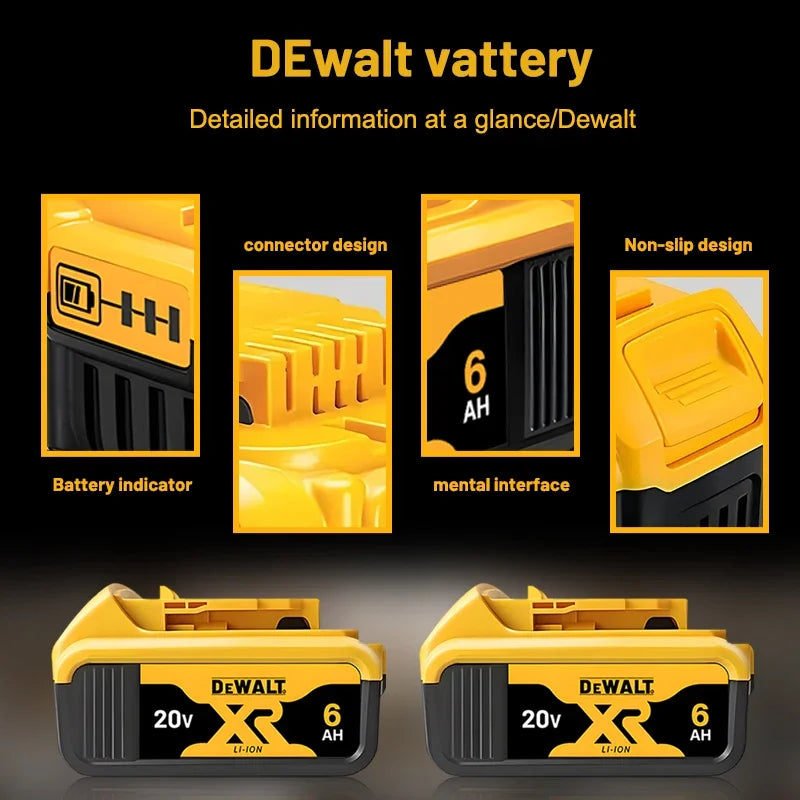 High Rate 100% Genuine Dewalt 20V Battery, 2AH 5AH 6AH 9AH Rechargeable Lithium Ion Battery, Dewalt DCB200 Power Tool Battery