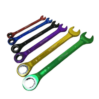 6pcs Color Ratchet  8/10/12/14/17/19mm Wrenches Dual-purpose Open Movable Multi-function Wrench Hex Key Hardware Hand Tools