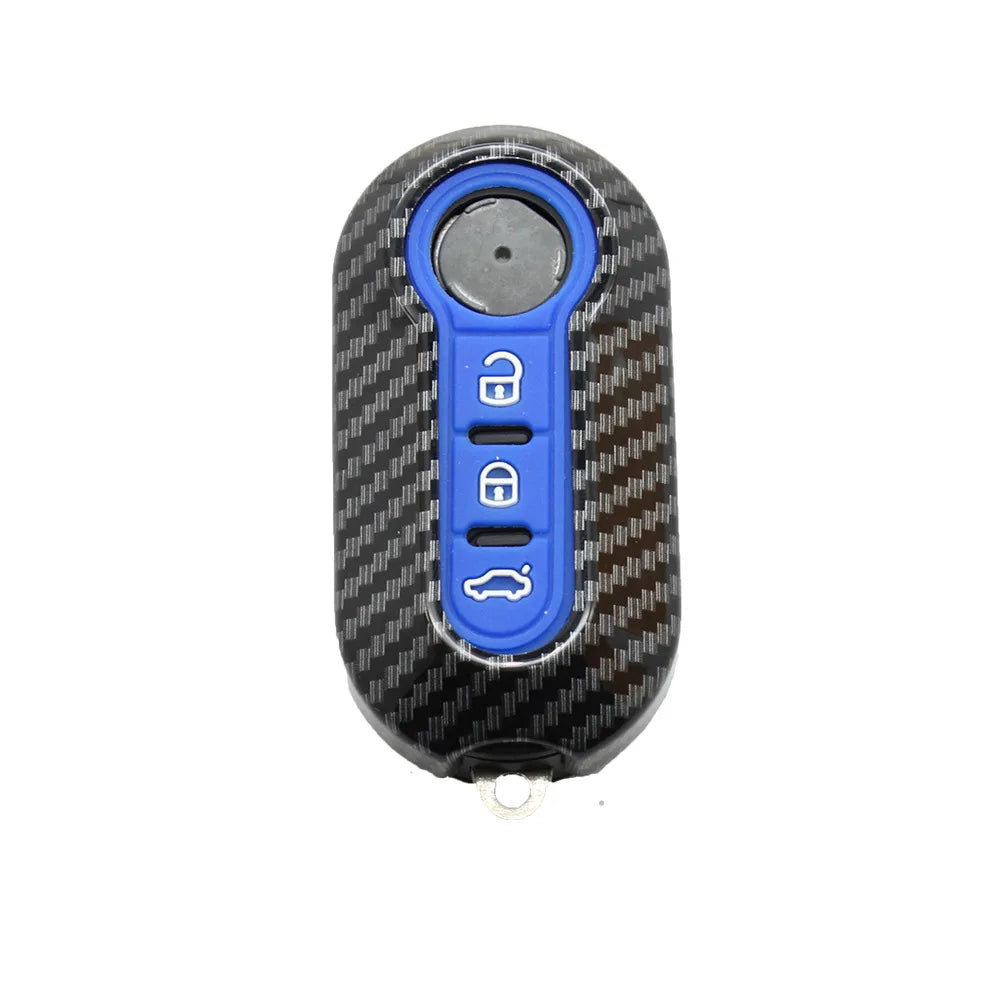 3 Buttons Carbon ABS Car  Folding Key Case Cover for Fiat Ducato 500 500L Panda Grande Punto Lancia Musa Remote Key Shell