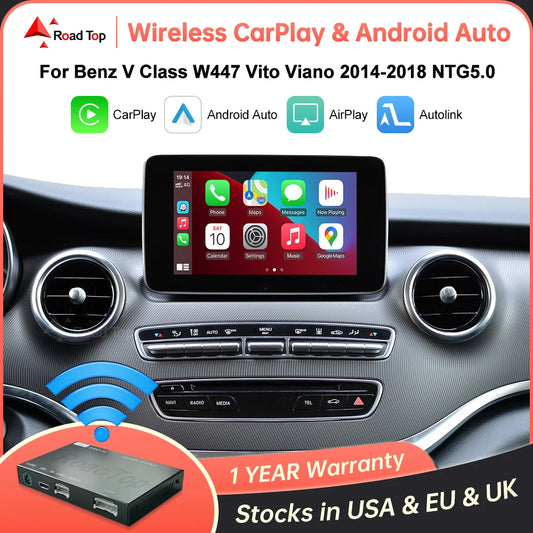 Wireless CarPlay for Mercedes Benz V-Class W447 2014-2018 Vito Viano, with Android Auto Mirror Link AirPlay Car Play Functions