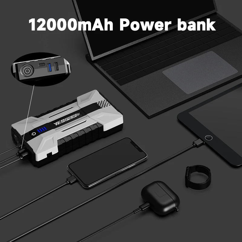 YESPER 1000A Démarreur de Voiture Power Bank 12000mAh Station de Batterie Portable pour Dispositif de Démarrage d'Urgence de Voiture 8L/6L YJS15