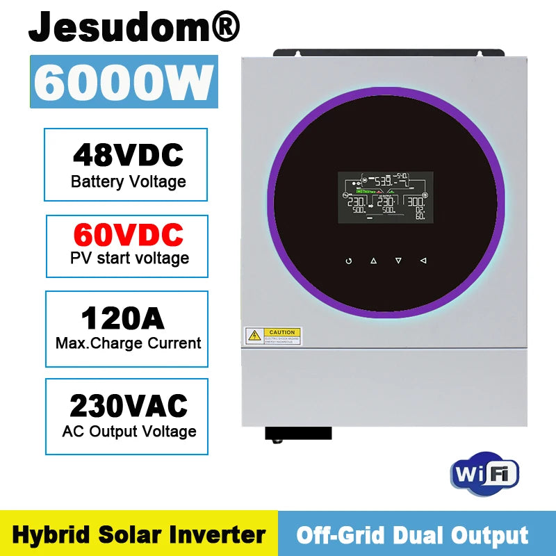 Invertor de 6KW Off Grid 48VDC la 230VAC Wi-Fi încorporat cu 120A MPPT Controler de încărcare solar Invertor hibrid solar