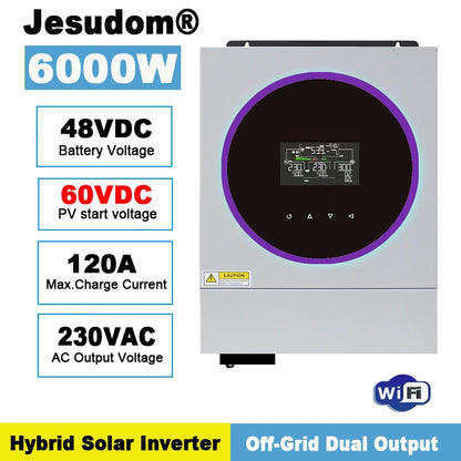 4KW 6KW Hybrid Inverters Solar Panels Starting Voltage 60VDC MPPT 230VAC Pure Sine Wave Output for Home Solar System with WIFI