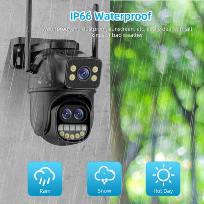 Cameră IP WiFi 9MP 5K HD pentru exterior Zoom 8x Cameră PTZ cu ecran dublu cu trei lentile Urmărire automată Securitate la domiciliu Supraveghere CCTV Cameră 4MP