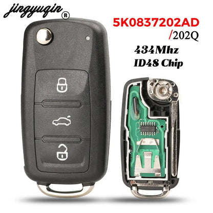 jingyuqin 5K0837202AD/202Q cheie de mașină cu telecomandă 434Mhz pentru VW VOLKSWAGEN Caddy Eos Golf Jetta Polo Scirocco Tiguan ID48 Chip fob