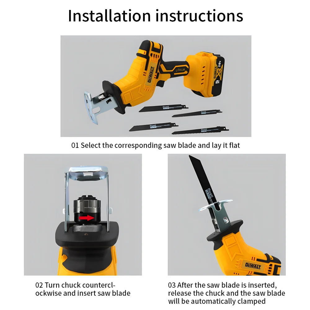 Scie alternative électrique sans fil à batterie Dewalt 20 V pour la coupe du bois/métal avec 4 lames Outil électrique portable