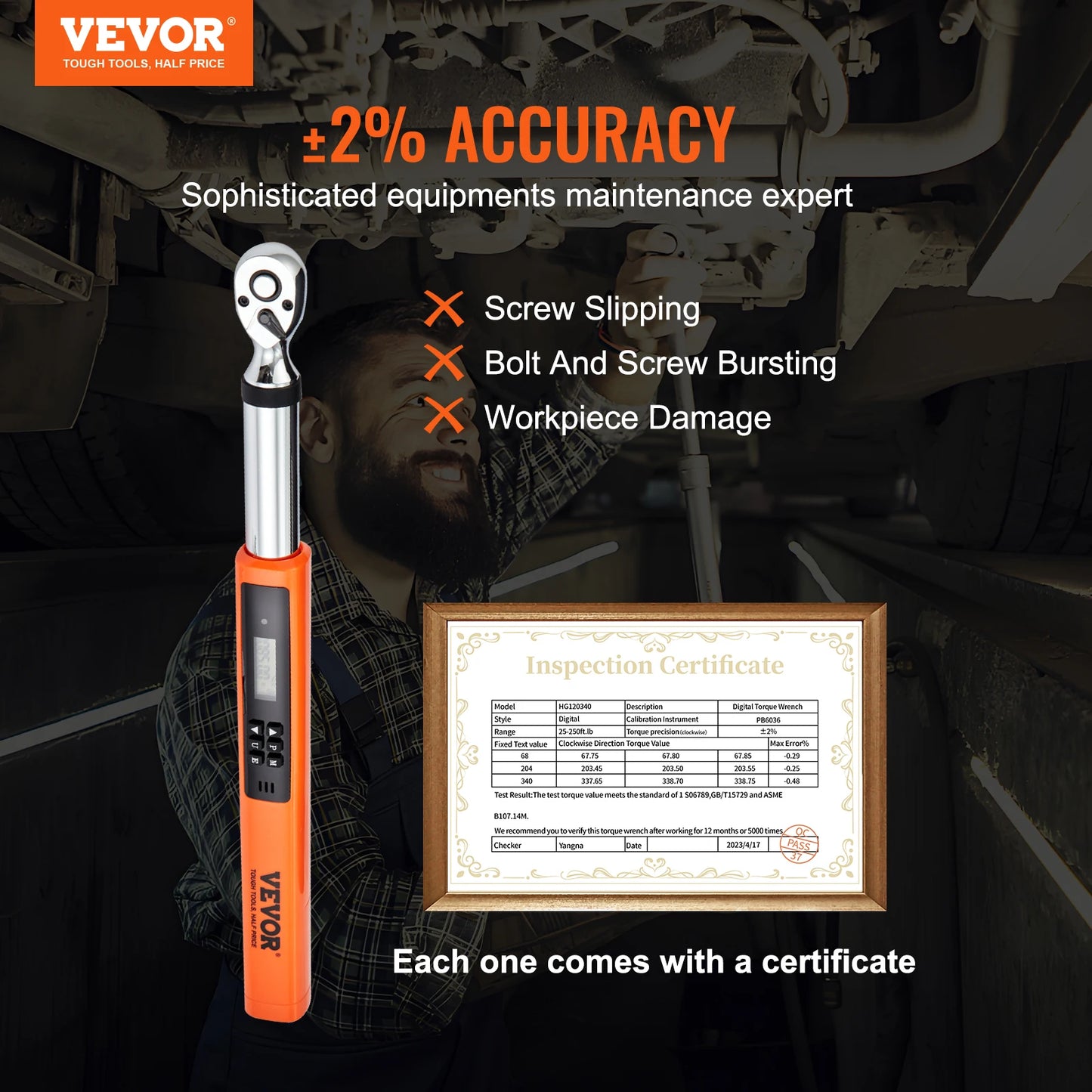 VEVOR 3/8" 1/2" Digital Torque Wrench Drive Electronic Torque Wrench Torque Wrench Kit 3.7-37/25-250ft.lb Torque Accurate Range