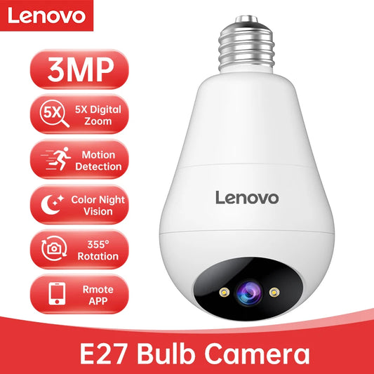 Lenovo 3MP E27 Bec IP WiFi Cameră de interior Camera de supraveghere video Color noapte Urmărire AI Smart Home Monitor pentru bebeluși Cameră CCTV