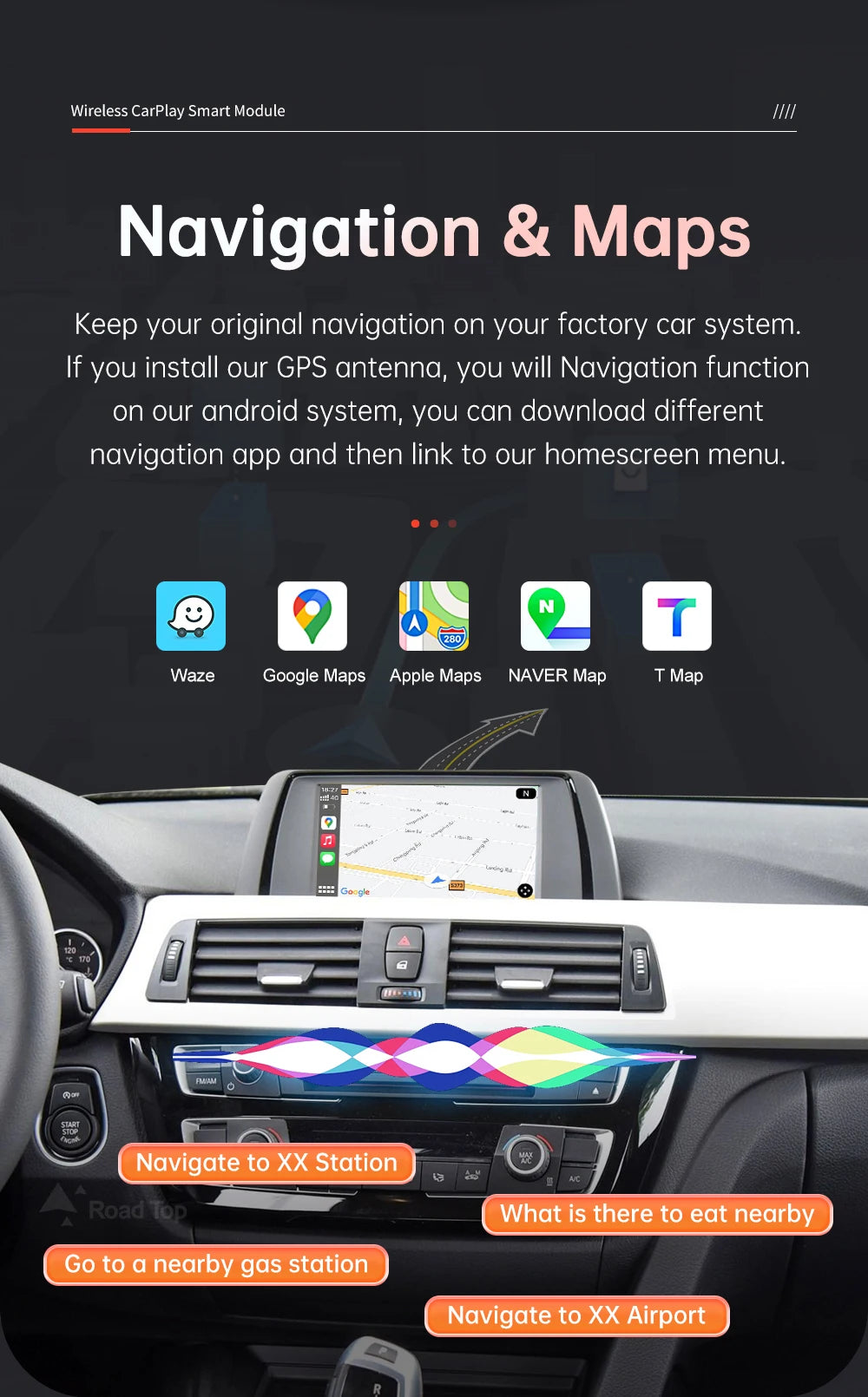 Wireless CarPlay Android Auto pentru BMW CIC System 1 2 3 4 5 7 Series