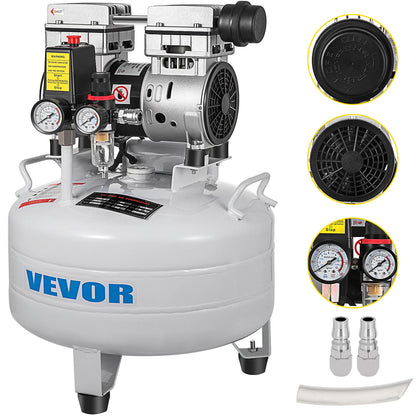 VEVOR Vertical Air Compressor 6.6/8.8 Gal Ultra Quiet Oil-Free Air Compressor 30L/40L Tank Silent Air Compressor 850W Low noise