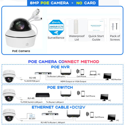 4K 8MP Wifi Dome IP PTZ Cameră în aer liber de urmărire a oamenilor/vehiculului Cameră de securitate audio bidirecțională fără fir Cameră de supraveghere pentru interior