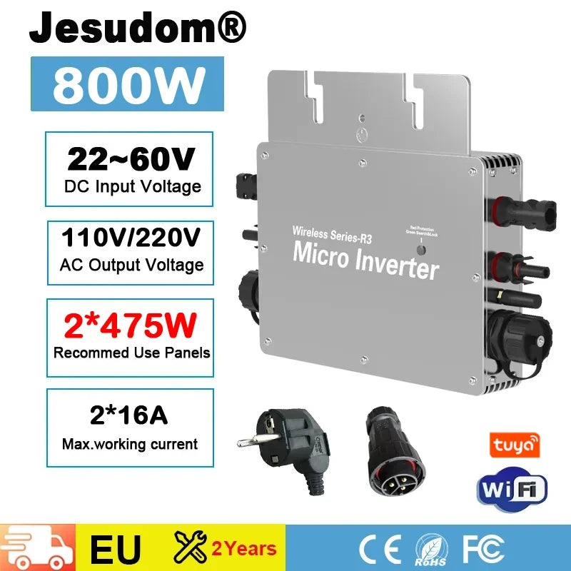 Tensiune de intrare PV 22~60V AC Ieșire 110V/230V Auto.WVC600W/700W/800W Micro invertor solar de legătură cu rețea cu monitor WIFI mufă UE