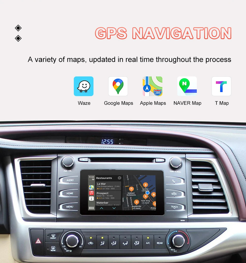 Wireless Carplay Android Auto For TOYOTA Touch2 Entune2.0 Highlander Auris Sienna Prius Yaris Camry Corolla Avensis RAV4