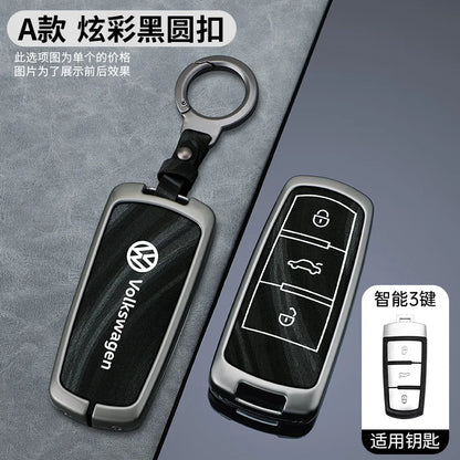 Leather Car Zinc Alloy  Key Case Cover Remote Shell For Volkswagen VW Passat  3C CC B6 B7 B7L R36 Maogotan B5 Keychain Accessory