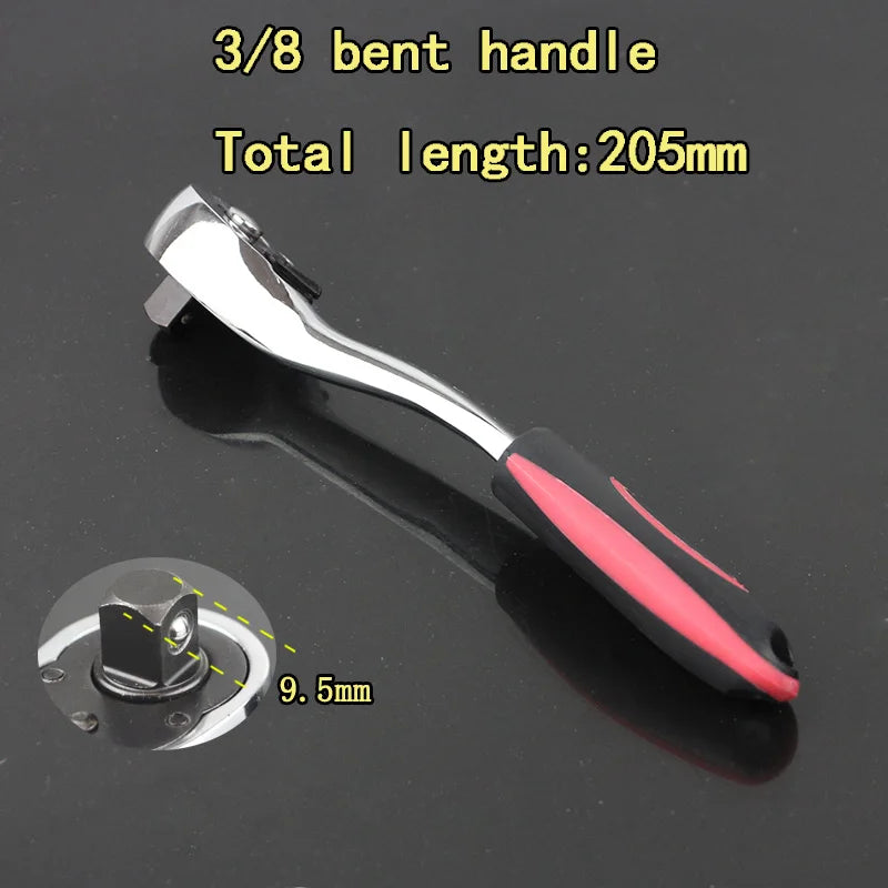 High Torque 72 Teeth Swivel Ratchet Wrench - 1/4", 3/8", 1/2" Drive Steel Socket Wrench with Quick Release