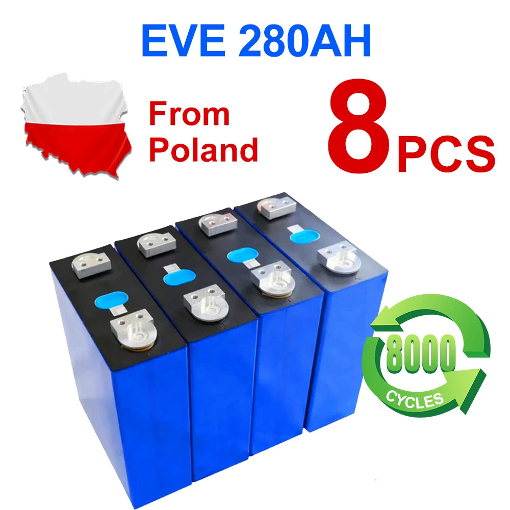 Poland Stock Grade A+ EVE280K 24V 48V 96V Lifepo4 Battery Pack Rechargeable Batteries Tax Free Home Solar