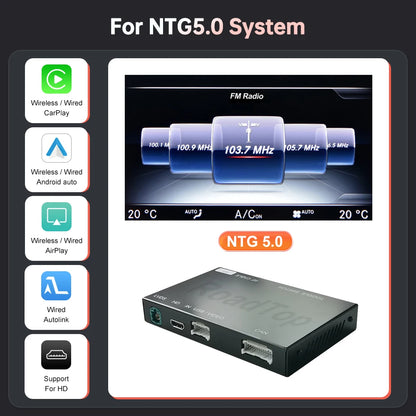 Road Top Wireless CarPlay Android Auto module for Mercedes Benz G-Class W463 2012-2018  G63 G65 AMG G500 NTG4.5 NTG4.7 NTG5.0