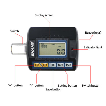 Shahe Torque Wrench Digital 1/4'' 3/8'' 1/2 '' Torque Spanner Bike Set Digital Torque Adapter Car Bike Repair Hand Tools