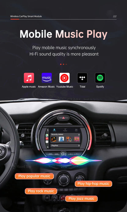 Road Top Wireless CarPlay Android Auto pentru Mini R55 R56 R57 R58 R59 R60 R61 F54 F55 F56 F57 Clubman Countryman Hardtop Cooper