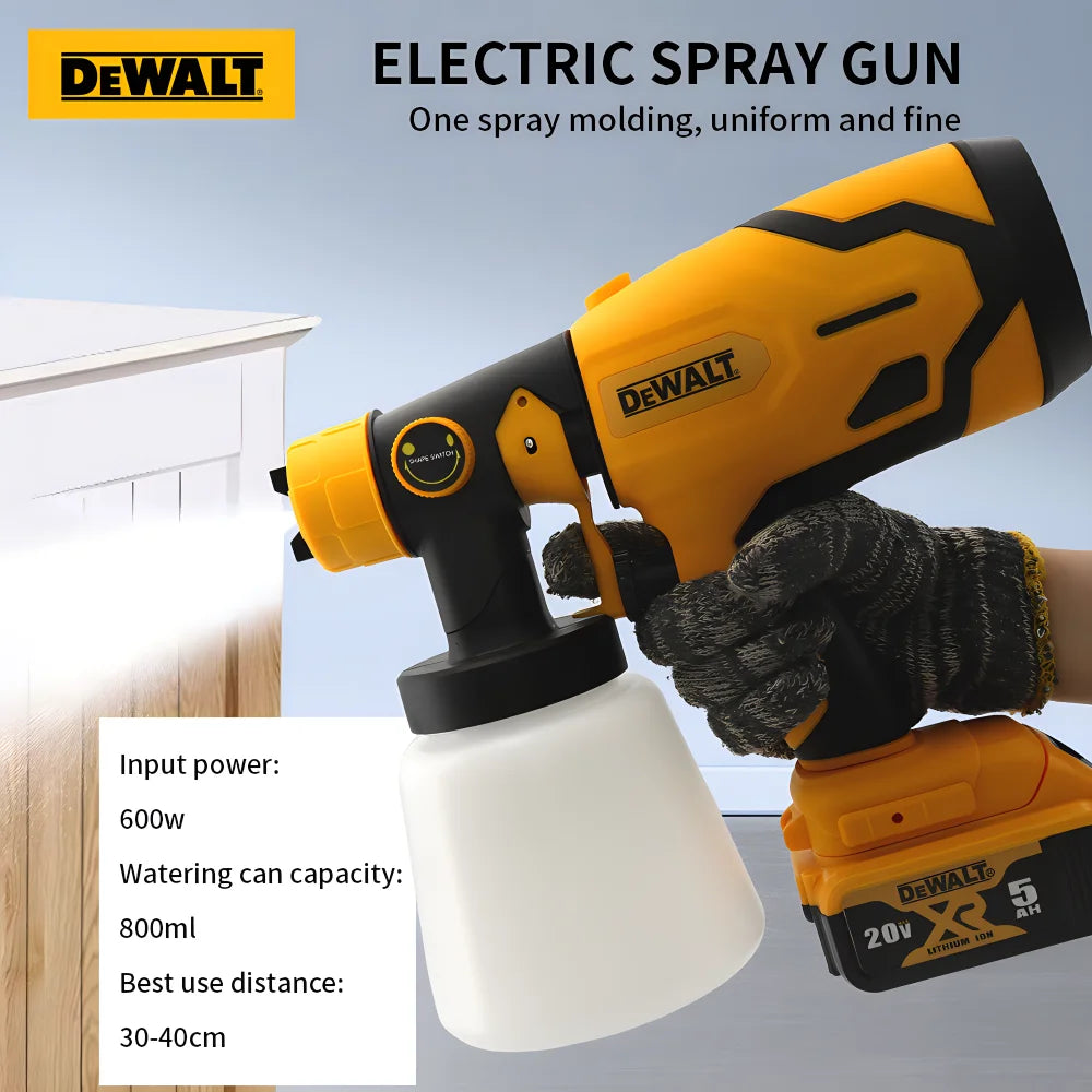 Pistol electric de vopsea cu pulverizare DEWALT 800ML Pulverizator de vopsea fără fir Pulverizator electric de vopsea Unelte electrice pentru vopsit pentru baterie de 18V