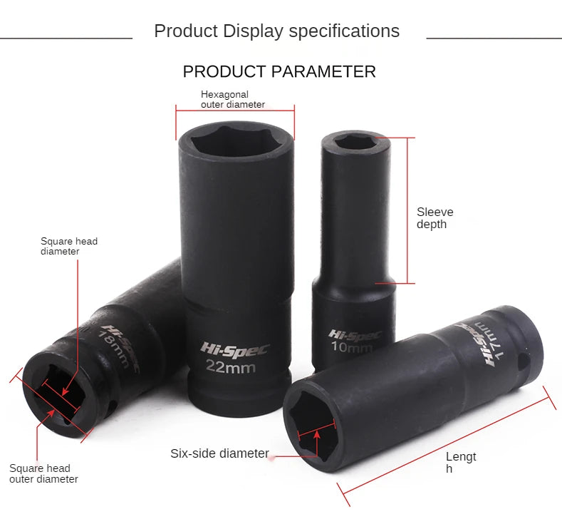 1pc Deep Impact Socket Lengthed Adapter Wrench Head Hexagon Electrical Wrench Socket 36mm 38mm 41mm
