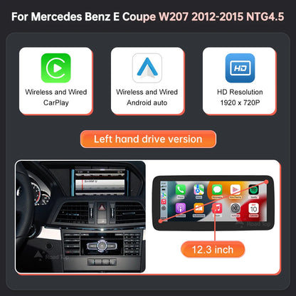 Écran d'affichage multimédia pour Benz E Coupé W207 2009-2016 NTG4.0/4.5/5.0 Carplay sans fil Android Auto Radio Navigation Airplay