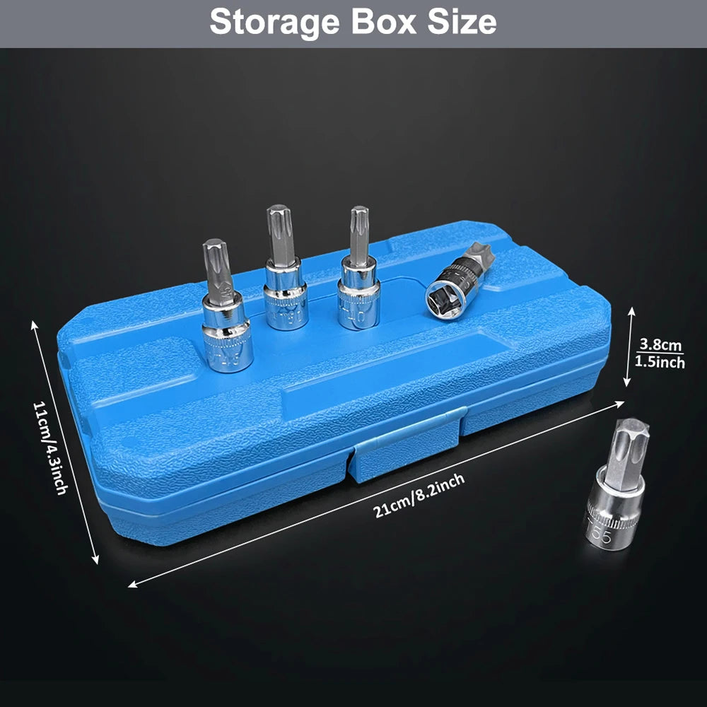 Set de 13 bucăți cu piulițe Torx Star Bit 1/4 3/8 și 1/2" Drive T8 - T70 Home Tool Kits