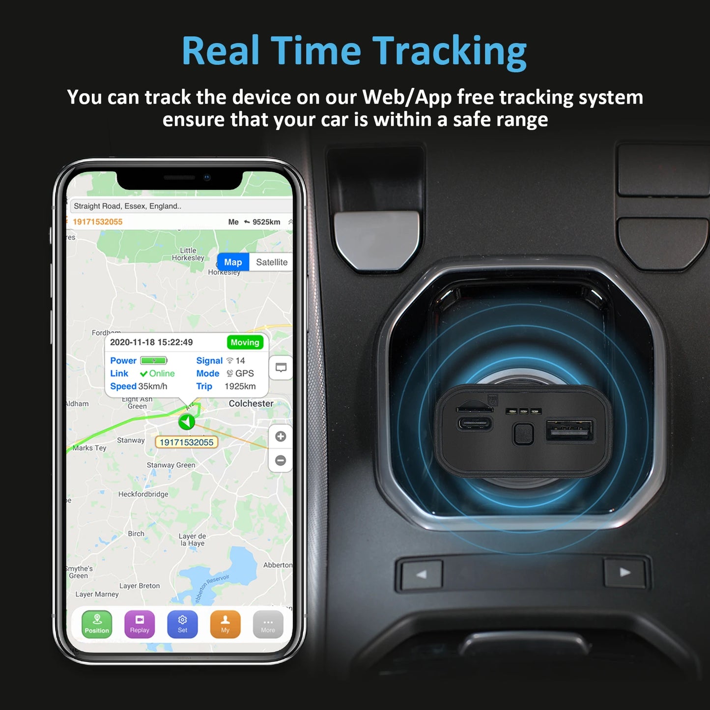 SinoTrack Type C et USB Allume-cigare GPS Tracker ST-909 Chargeur de téléphone de voiture avec application de suivi en ligne gratuite