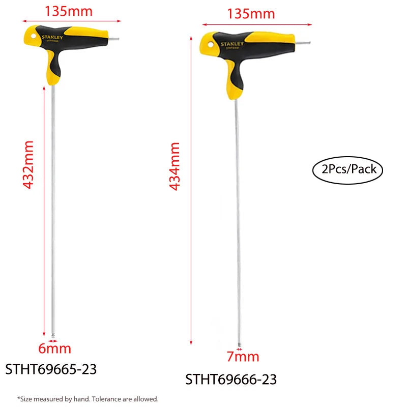 Stanley Extra Long T handle Allen keys Set 8mm 7mm 6mm 5mm 4mm 3mm 2.5mm 2mm Hexagonal Key Ball Tips Professional Screwdriver