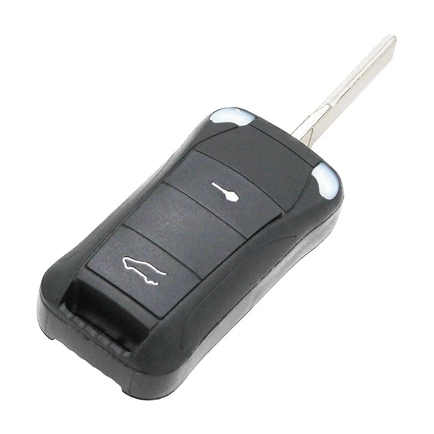 XNRKEY 2/4/3+1 boutons Flip Remote Key Shell Fob pour Porsche Cayenne 2003+ lame HU66 non coupée étui de clé de voiture à distance pliable