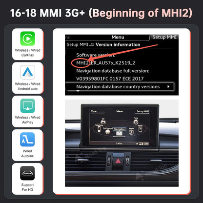 Road Top Wireless CarPlay for Audi A6 A7 2012-2018,with Android Auto Mirror Link AirPlay Bluetooth Rear Camera GPS Navigation