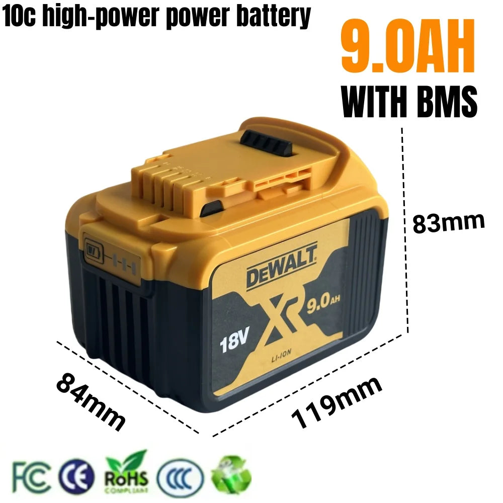 Batterie rechargeable au lithium DEWALT 18 V 9 000 mAH Tournevis électrique compact sans balais Perceuse à main Perceuse à percussion DCB206 DCB205 DCB