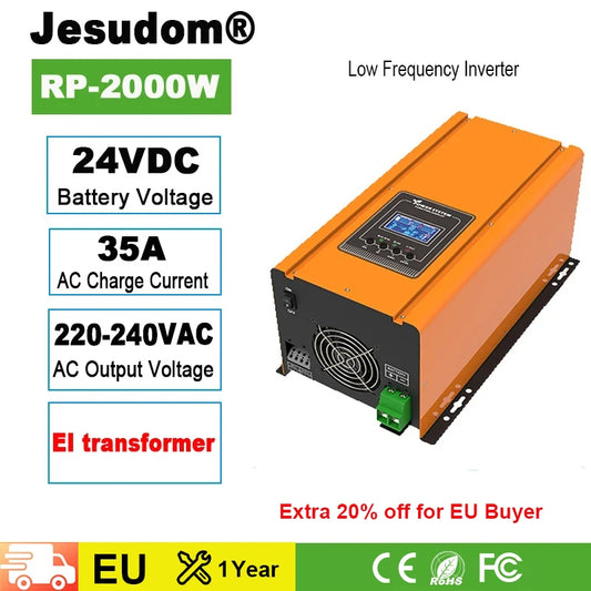 Invertor UPS 2KW 2000W Ieșire cu undă sinusoidală pură cu încărcător AC DC24V la 220-240VAC 50HZ60HZ Display LCD Invertor de energie solară