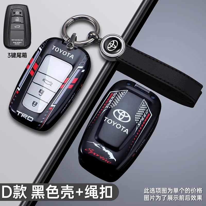 Racing Style Design Car Key Case Key Auto Accessory For Toyota CHR Prado 2017 2018 Prius Camry Corolla RAV4 2017 2018 2019 2020