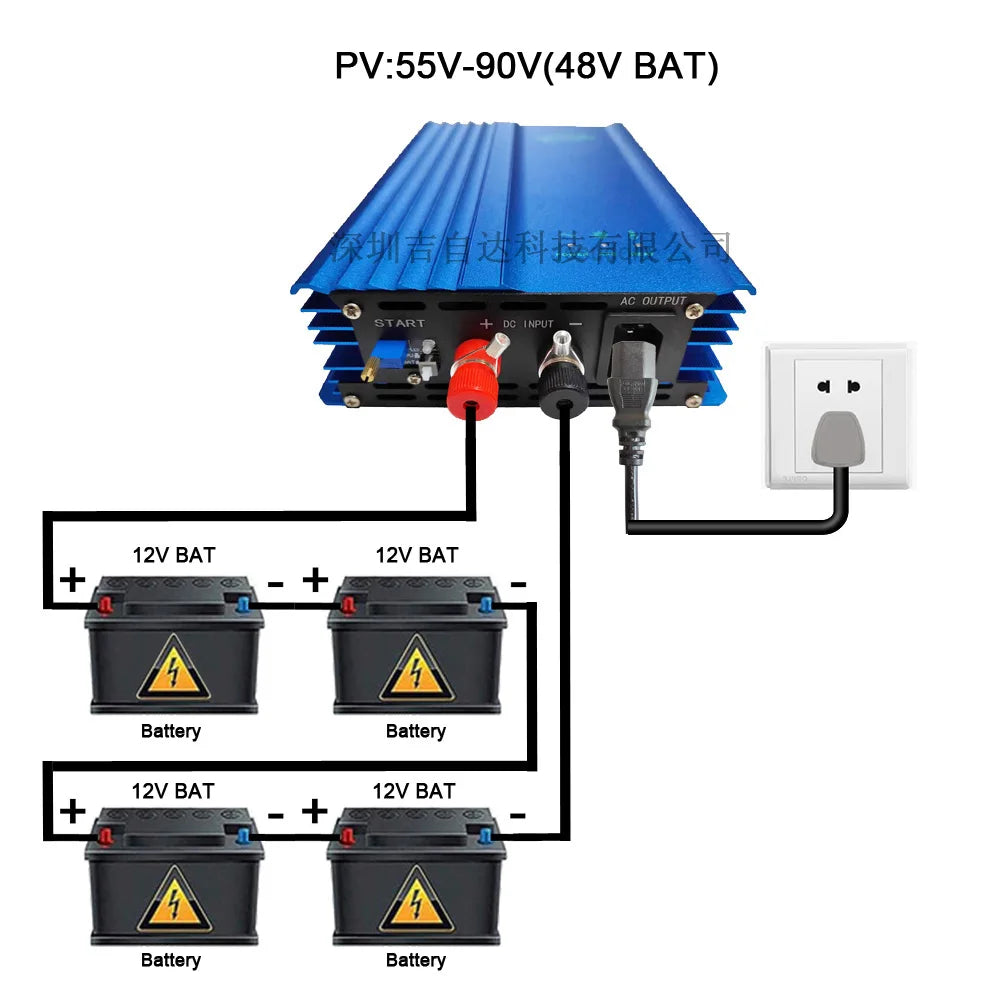 Grid Tie Micro 12V 24V 48V la AC 110V sau 220V 500W 600W MPPT Invertor conectat la rețea solară Putere de descărcare a bateriei reglabilă