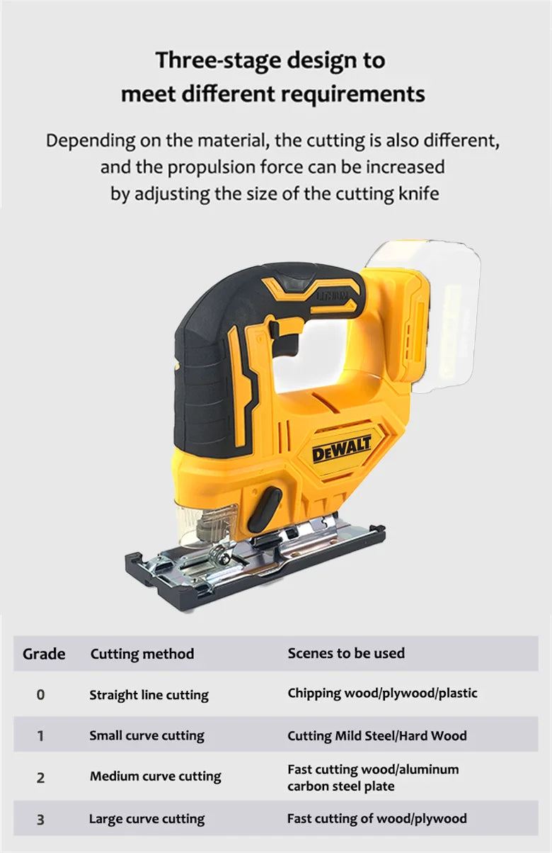 Scie courbe sans fil Dewalt 2700 tr/min Réglage de coupe à 45 degrés pour le travail du bois Outils électriques spéciaux pour batteries Dewalt 20 V