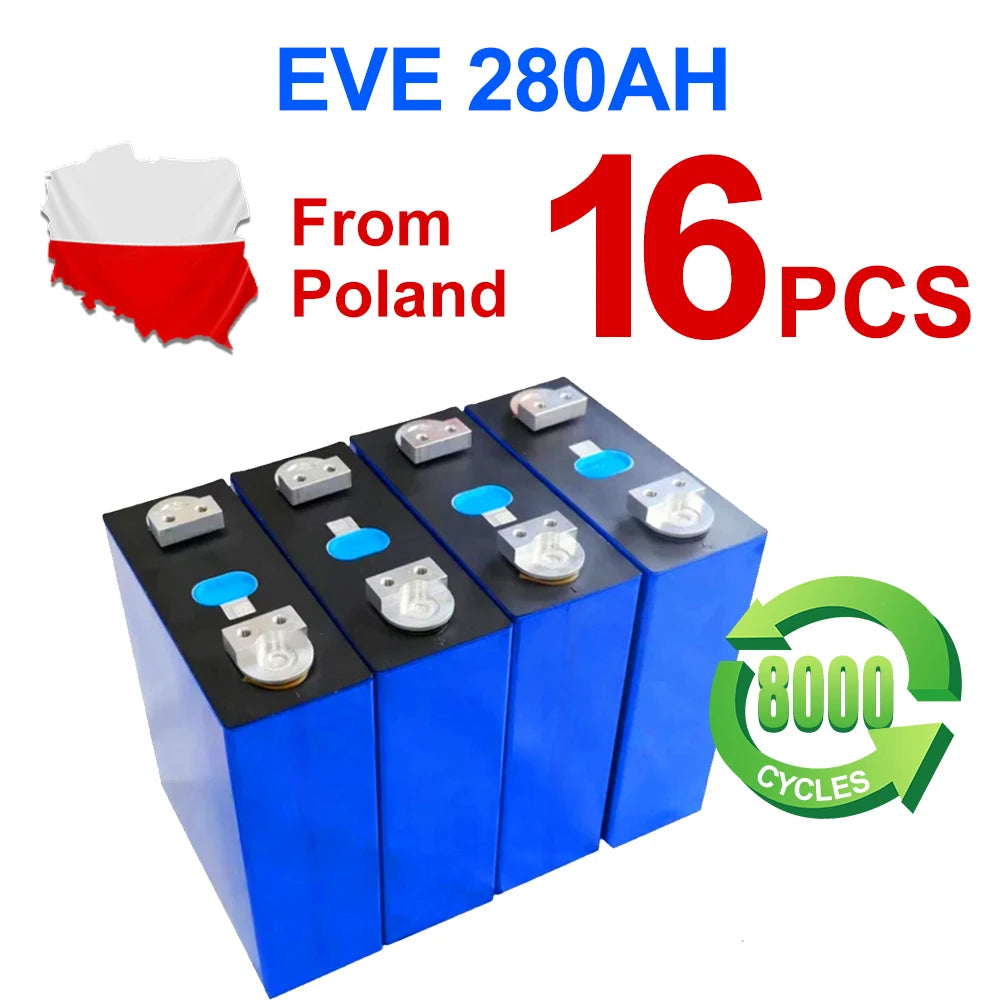 Poland Stock Grade A+ EVE280K 24V 48V 96V Lifepo4 Battery Pack Rechargeable Batteries Tax Free Home Solar