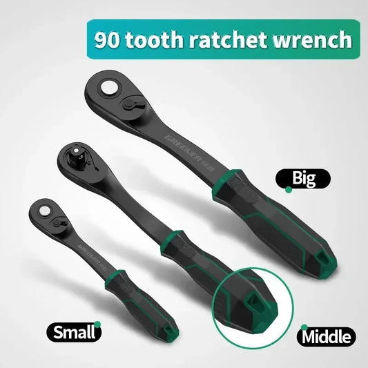 Multi-funtion Socket Wrench 1/4 3/8 1/2 Inch Ratchet Wrench Tool DIY Hand Tool Ratchet Handle Wrench  90-Tooth Drive Ratchet