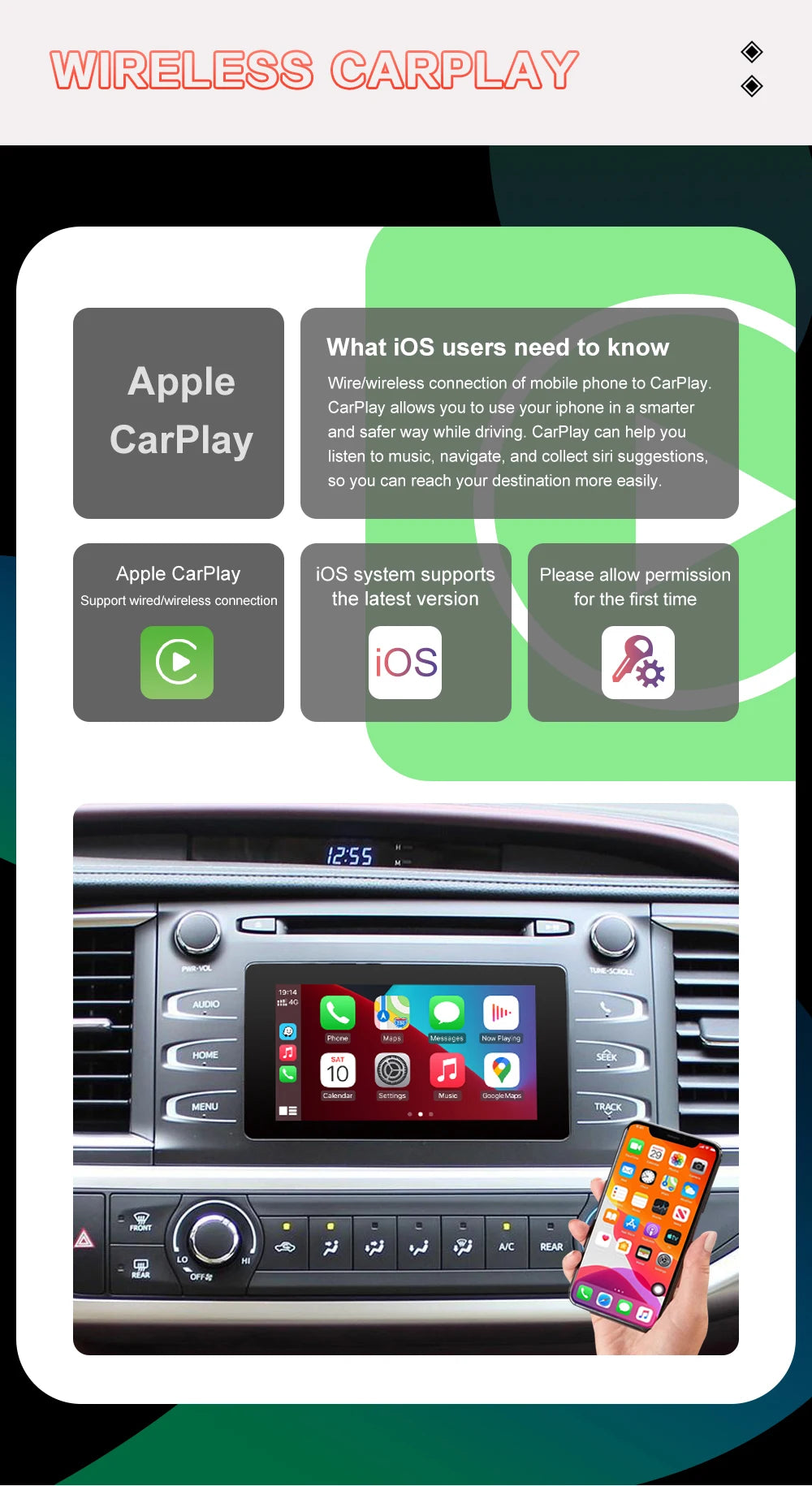 Wireless Carplay Android Auto For TOYOTA Touch2 Entune2.0 Highlander Auris Sienna Prius Yaris Camry Corolla Avensis RAV4